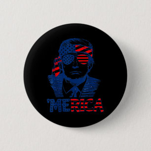 Trump Happy 4th van juli Trump Amerikaanse vlag Ronde Button 5,7 Cm