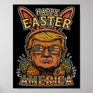 Trump Happy Pasen Konijn Eieren Jacht Lente Grappi Poster