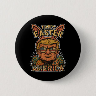 Trump Happy Pasen Konijn Eierjacht Lente Grappig H Ronde Button 5,7 Cm