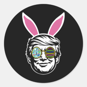 Trump Happy Pasen Konijn Eierjacht Lente Grappig H Ronde Sticker