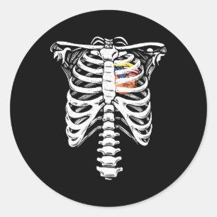 Trump Hart Skelet Ribbenkast Halloween Liefde Trum Ronde Sticker