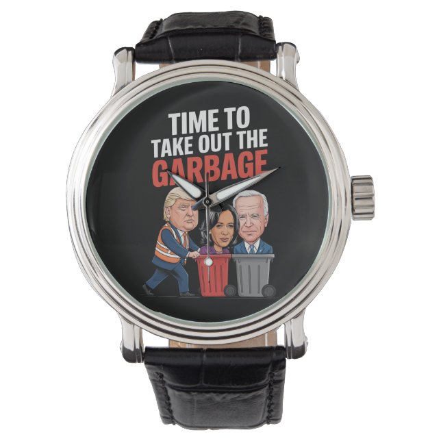 Trump heeft de tijd genomen om de vuilnisbak uit t horloge (Voorkant)