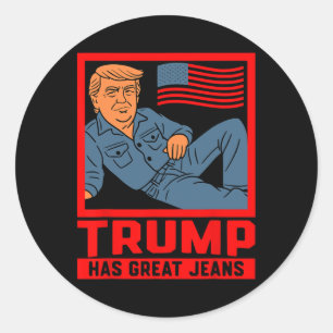 Trump Heeft Grote Broeken Funny Politieke Humor Ca Ronde Sticker