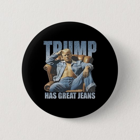 Trump Heeft Grote Broeken Grappig Retro Ronde Button 5,7 Cm (Voorkant)