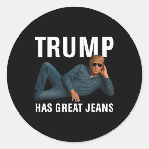 Trump Heeft Grote Broeken Grappige Grafische T-shi Ronde Sticker