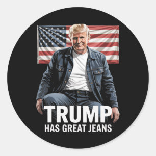 Trump Heeft Grote Broeken Grappige Politieke Humor Ronde Sticker