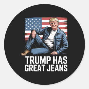 Trump Heeft Grote Broeken Grappige Politieke Humor Ronde Sticker