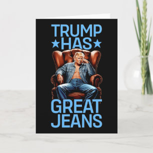 Trump Heeft Grote Broeken Grappige Retro Denim Mem Kaart