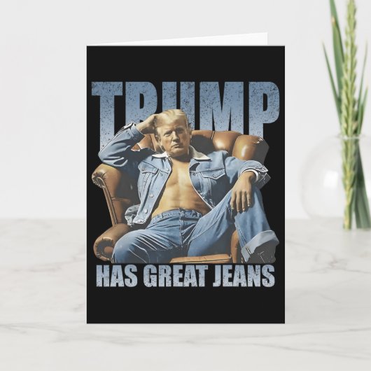 Trump Heeft Grote Jeans Grappig Retro Kaart (Voorkant)