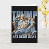 Trump Heeft Grote Jeans Grappig Retro Kaart (Gele Bloem)