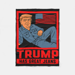 Trump Heeft Grote Jeans Grappige Politieke Humor C Fleece Deken