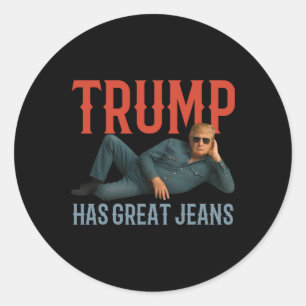 Trump Heeft Grote Jeans Grappige Politieke Meme Ronde Sticker