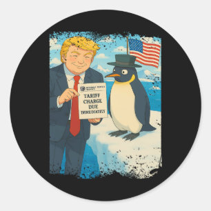 Trump Heftr Tarief Pinguïn Anime Politiek Meme D Ronde Sticker