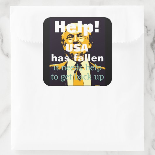 Trump/Help-Sticker Vierkante Sticker (Tas)