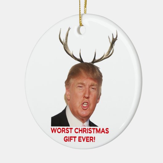 Trump, het ergste kerstcadeau ooit. Keramische orn Keramisch Ornament (Links)
