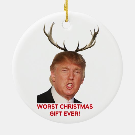 Trump, het ergste kerstcadeau ooit. Keramische orn Keramisch Ornament (Achterkant)