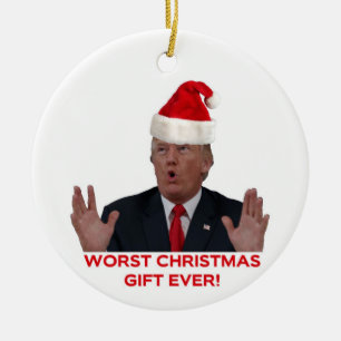 Trump, het ergste kerstcadeau ooit. Keramische orn Keramisch Ornament