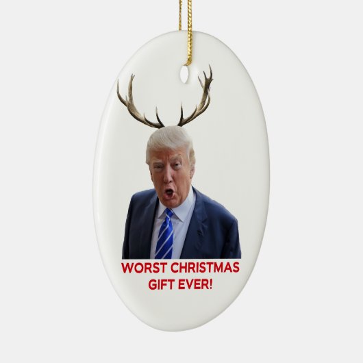 Trump, het ergste kerstcadeau ooit. Keramische orn Keramisch Ornament (Rechts)