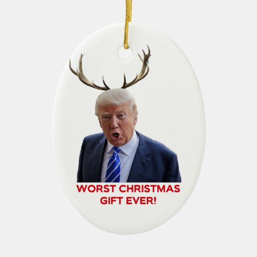 Trump, het ergste kerstcadeau ooit. Keramische orn Keramisch Ornament (Voorkant)