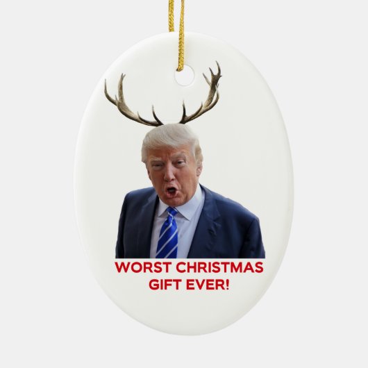 Trump, het ergste kerstcadeau ooit. Keramische orn Keramisch Ornament (Achterkant)