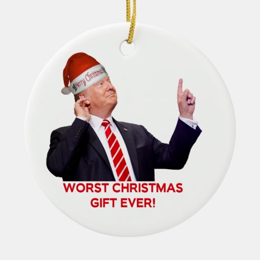 Trump, het ergste kerstcadeau ooit. Keramische orn Keramisch Ornament (Voorkant)