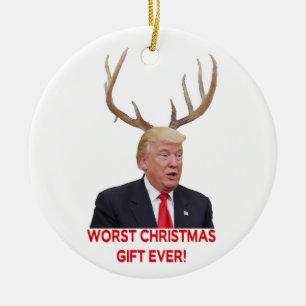 Trump, het ergste kerstcadeau ooit. Keramische orn Keramisch Ornament