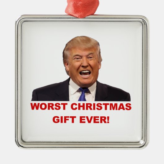 Trump, het ergste kerstcadeau ooit. Keramische orn Metalen Ornament (Voorkant)