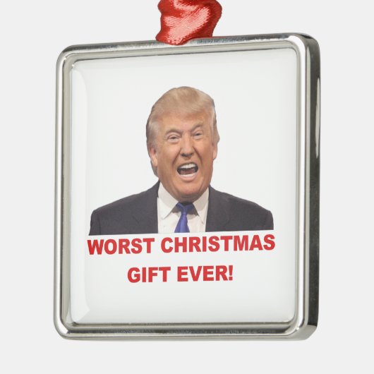 Trump, het ergste kerstcadeau ooit. Keramische orn Metalen Ornament (Links)