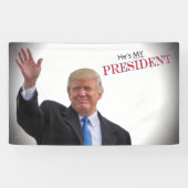 Trump Hij is mijn President 🤍 ️🧡 💙 Patriottisch Spandoek (Horizontaal)
