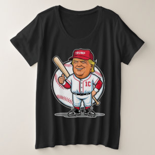Trump-honkbalkarikatuur Grote Maat T-shirt