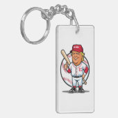 Trump-honkbalkarikatuur Sleutelhanger (Voorkant Links)
