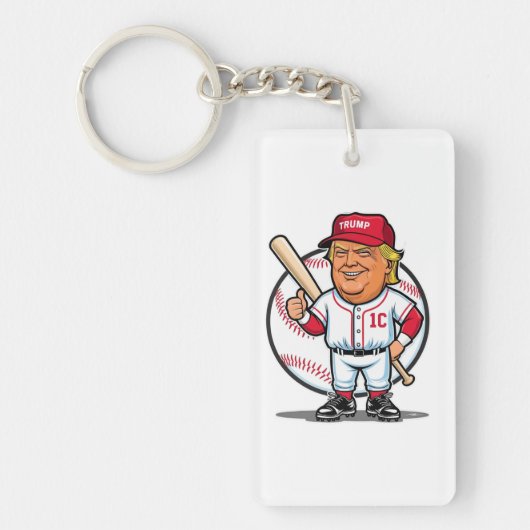 Trump-honkbalkarikatuur Sleutelhanger (Voorkant)