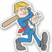 Trump honkbalspeler Bat Swing Cartoon 45 Sticker (Voorkant)