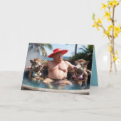 Trump Hot Tub Greeting Card Kaart (Gele Bloem)