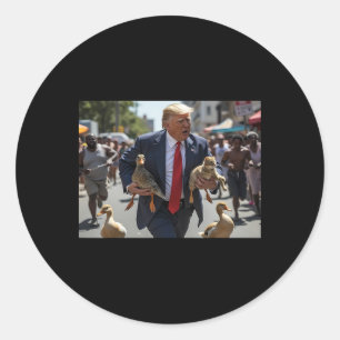 Trump houdt eend en kat Stem Trump huisdieren voor Ronde Sticker