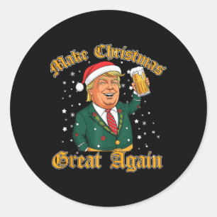 Trump houdt van vrolijk kerstfeest met Trump Broth Ronde Sticker