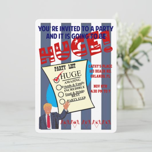 Trump HUGE Celebration Cocktail Party Invitation Kaart (Staand voorkant)