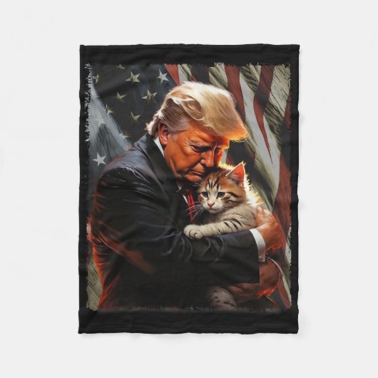 Trump Hugging An Orange Cat 2025 Make Cats Safe Ag Fleece Deken (Voorkant)