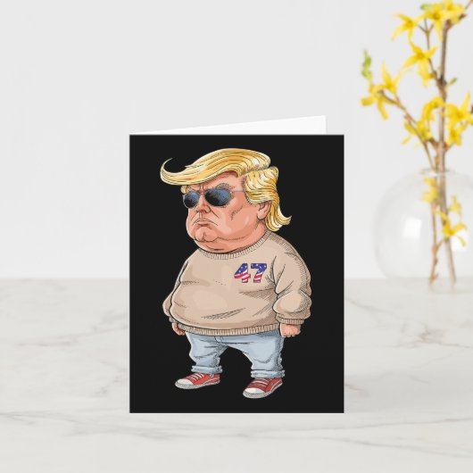 Trump Ik ben gewoon een Chill Guys Funny 2024 Meme Kaart (Gele Bloem)