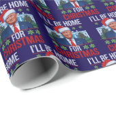 Trump: ik ben thuis voor kerst lelijk blauw cadeaupapier (Rol Hoek)