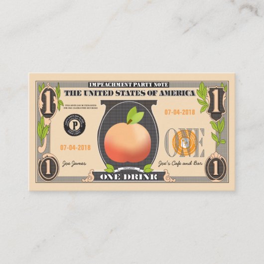 Trump Impeachment Party promotiecoupon Kortingskaartje (Voorkant)