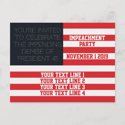 Trump Impeachment Party Uitnodiging Briefkaart (Achterkant)