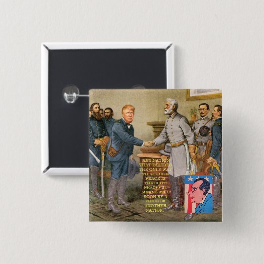 Trump in de rechtbank vierkante button 5,1 cm (Voorkant /achterkant)