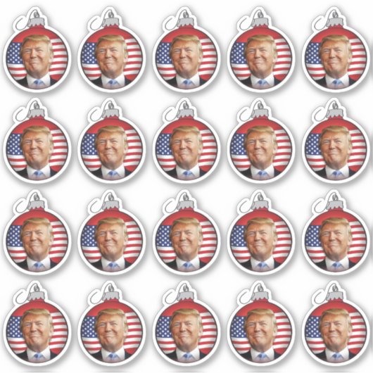 Trump in een kerstboom bal sticker (Voorkant)