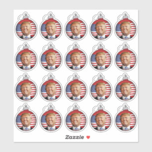 Trump in een kerstboom bal sticker
