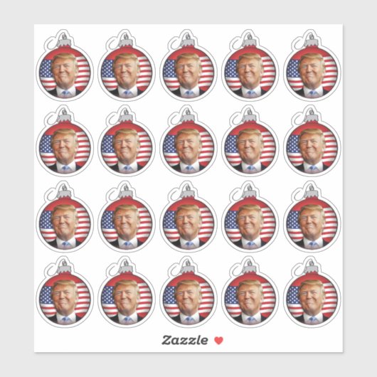 Trump in een kerstboom bal sticker (Vel)