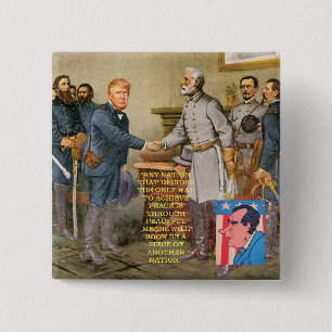 Trump in het gerechtsgebouw vierkante button 5,1 cm
