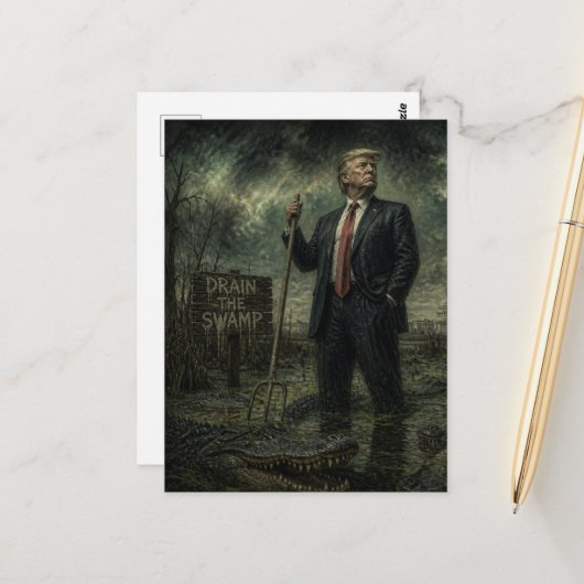 Trump in het moeras briefkaart (Voorkant / Achterkant in situ)