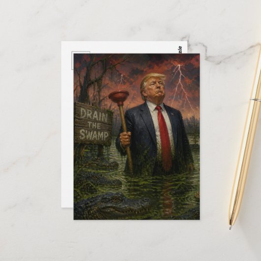 Trump in het moeras briefkaart (Voorkant / Achterkant in situ)