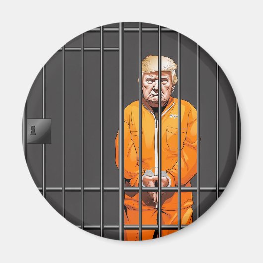 Trump in Jail 2¼ Inch Circle Magnet (Voorkant)